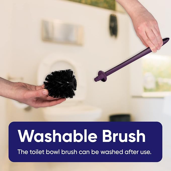 Toilet Brush Cleaner and Holder Purple 2 Pack Toilet Bowl Cleaner Brush with Scrubbing Wand, Brush and Storage Caddy for Easy Bathroom Cleaning