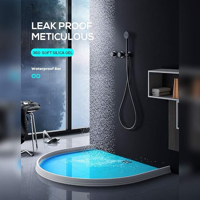 Hi-Na 3ft/5ft/6ft/8ft10ft Collapsible Shower Threshold Water Dam Water Barrier for Shower and Water Stopper Keeps Water Inside Water Threshold for Wet and Dry Separation (6ft, white)