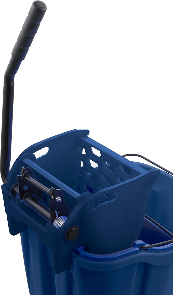 SPARTA 35 Qt Mop Bucket System with Wringer and Insert, Blue | OmniFit, Polypropylene, 200,000-Cycle Wringer, Clean and Soiled Water Separation, Non-Marking Swivel Casters