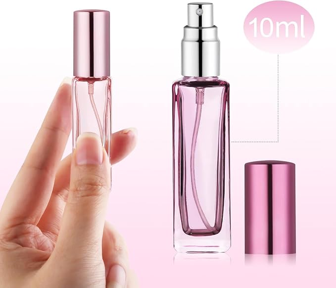 4PCS 10 ml Refillable Travel Perfume Bottle Set – Glass Perfume Atomizer and Mini Spray Bottles with Funnels, Portable Leak‑Proof Containers