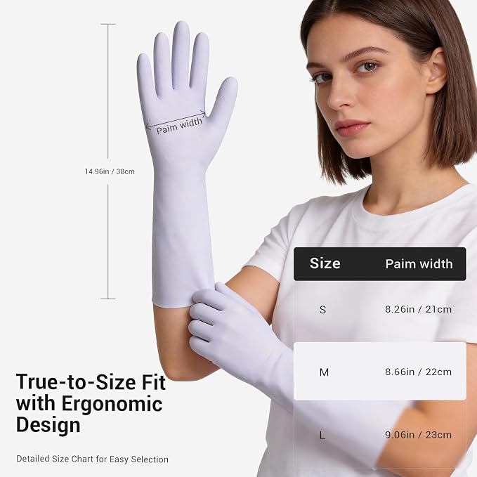 ThxToms 2 Pair Nitrile Dishwashing Cleaning Gloves,with Cotton Flocked Liner,Skin-Friendly & Anti-Slip Design,Y&P