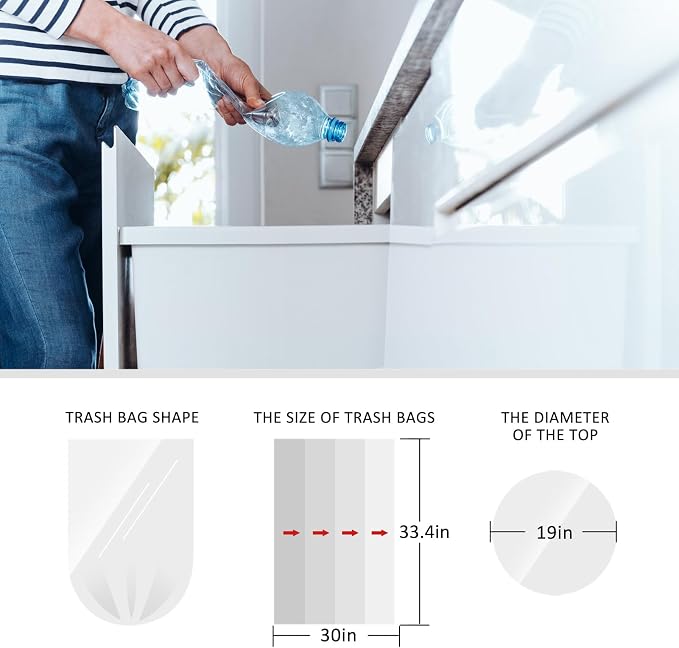 Teivio Large Tall Kitchen Clear Trash Bags 15 Gallon 60 Count Garbage Bags | Fit 12,13,15,16,18Gal,Light Duty Small Plastic Waste Basket Bins Can Liners for Home Bathroom Office Car,Unscented