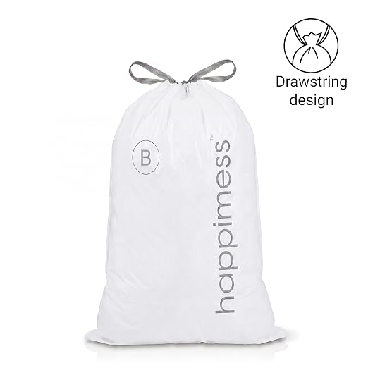 happimess 20-Count Unscented 5.3 Gal Trash Bags, White, Pack of 6 | Kitchen Can Liners, Drawstring, Heavy Duty LDPE Plastic, Tear-Resistant, Recyclable, Custom Fit