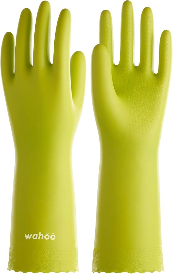 LANON wahoo Cleaning Gloves with Cotton Flocked Liner,Bud Tender,Small | Skin-Friendly,Dish Washing,Reusable,Latex Free,DEHP-Free,Non-Slip,Dishwashing Household Kitchen Gloves