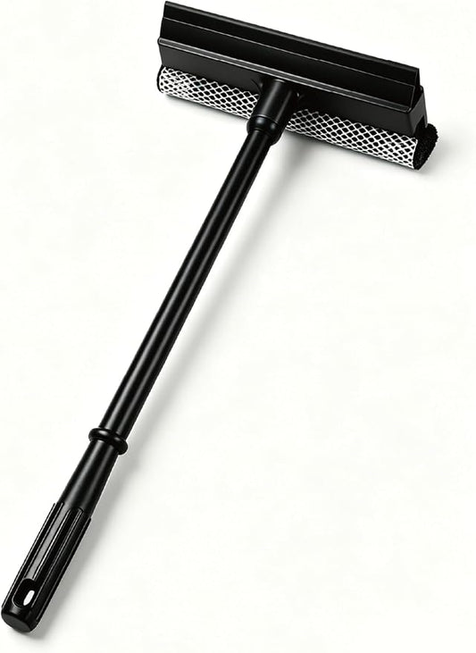 2 in1 Window Squeegee for Car, Window Cleaning Tool with 16inch Long Handle | for Gas Station, Glass,Shower,Outdoor High Window Cleaning