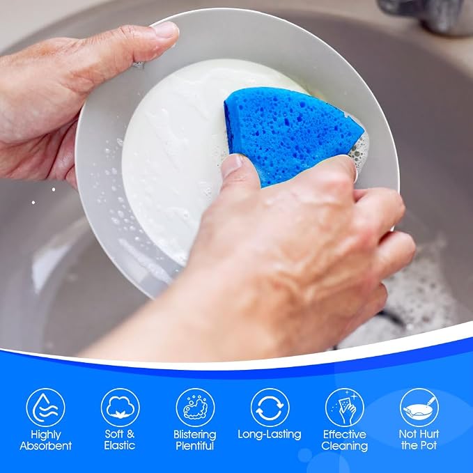 Orighty Non-Scratch Scrub Sponges, 24 Pack Kitchen Sponge Cleaning Sponge | Dual Side Sponges for Dishes, Kitchen Cleaning, Non-Stick Cookware, Washing Dishes, Bathroom, and Household