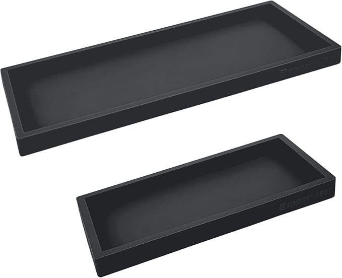 Spacewiser Countertop & Vanity Silicone Tray – 2 PC (11.7" & 7.7") Set | Bathroom Tray & Kitchen Soap Tray Set, Bathroom Counter Tray, Kitchen Sink Dish Soap Tray for Countertop Organization