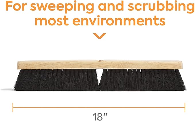 Coastwide Professional 18 Inch Push Broom Head, Tampico Bristles | Natural fiber bristles for sweeping floors in offices and facilities.