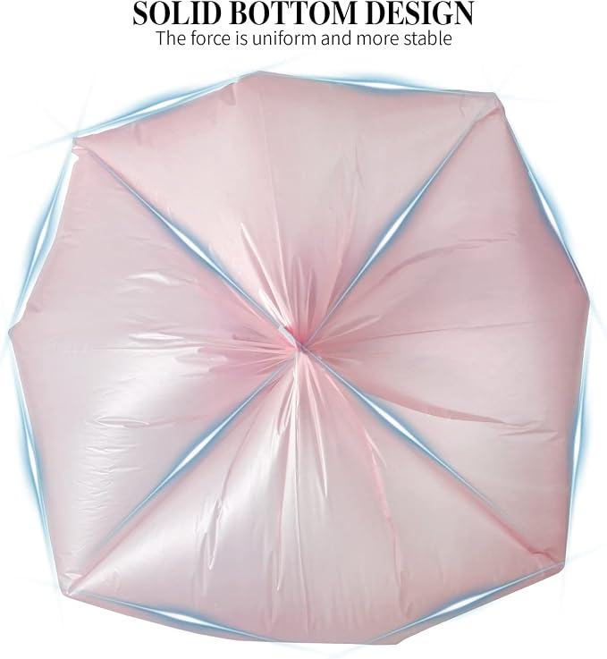 3 Rolls Small Trash Bags - 60 Counts 4 Gallon Small Garbage Bags (Pink) | Durable for home office kitchen Bathroom Bedroom Trash Can liners