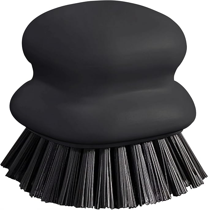 Dish Brush with Handle, Kitchen Scrub Brushes for Cleaning, Dish Scrubber with Nylon bristles for Sink, Pots, Pans(1Pack Black Nylon bristles)