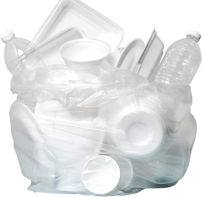 Aluf Plastics 12 - 16 Gallon Clear Trash Bags (1000 Count) - 24" x 33" - 8 Micron Equivalent High Density Value Garbage Bags for Bathroom, Office, Industrial, Commercial, Janitorial, Recycling
