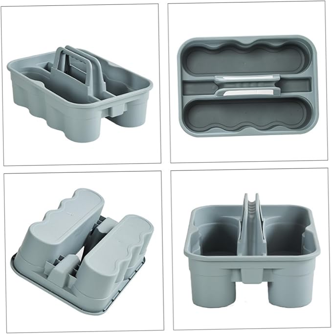Thickened Plastic Cleaning Supply Caddy with Multi-Compartment, Portable Cleaning Basket for Sponge, Spray Bottle, Towels, Housekeeping Supplies Organizer