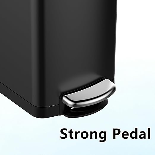 8Gal/30L Slim Kitchen Trash Can, Skinny Stainless Steel Garbage Can with Removable Inner Bucket & Soft Close Lid, Narrow Trash Bin for Bathroom Living Room Office, Black