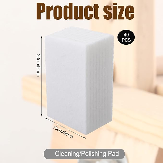 Hoolerry White Scrub Pads Non Scratch Multi Surface,6 X 9 Inch,White | Light Duty Scrubbing for Glass Kitchen Bathroom, Non Woven Scouring Sponge, Multipurpose Cleaning Polishing Dishes Home