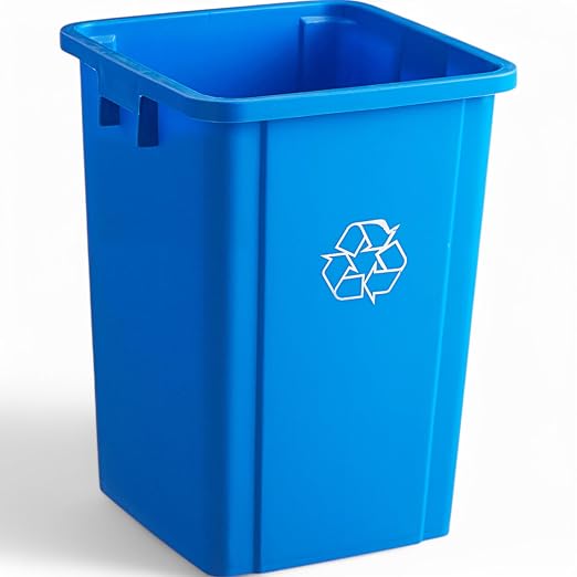 19 Gallon Blue Square Plastic Trash Can, Commercial Use