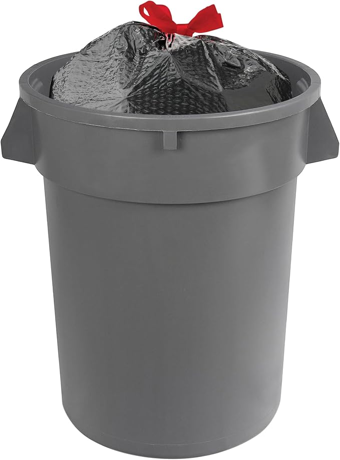 Amazon Basics 30 Gallon Flextra Strength Multipurpose Drawstring Trash Bags,20% Post Consumer Recycled Material,Tear Resistant,Black,(Pack of 300)