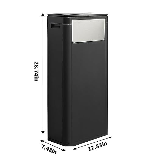 WanWanKa Commercial Trash Can with Lid, 8 Gallon, Black | Large Tall Plastic Waste Bin with Press top Lid, White Garbage Can Suitable for Kitchen, Bedroom, Living Room, Office