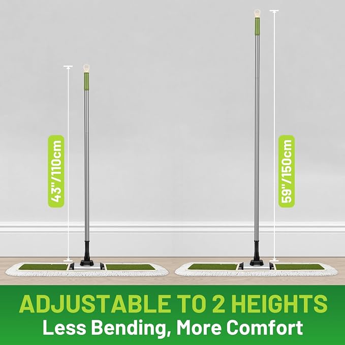 36" Commercial Dust Mop for Janitor: Dust Broom for Hardwood Floor Cleaning | 2 Large Heavy Duty Pads, Industrial-Grade Durability, 360° Swivel, Wet/Dry Use, for Gym, Warehouse, Garage, Shop, Concrete