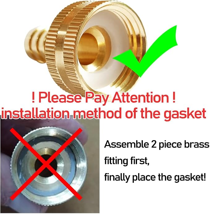 Uenede Brass 1/4" Barb to 3/4" GHT Female Garden Hose End Connector, 2PCS | Splicer Mender Repair Fitting Fit for 1/4"ID Garden Hose Includes Clamps