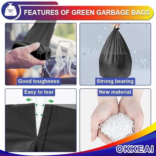 OKKEAI Small Garbage Bags 5L for Bathroom Bins, Mini Trash Bags | Waste Basket Liners Fit Small Waste, Ideal for Daily Household Disposal