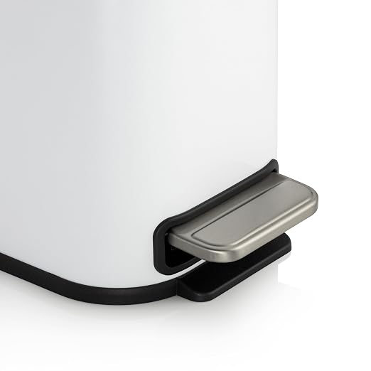 RED FACTOR Slim Small 1.3 Gallon Stainless Steel Pedal Trash Can with Soft Close Lid for Narrow Spaces – Wastebasket Bin with Removable Inner Bucket