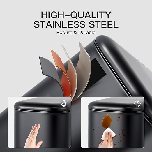 3.2 Gallon/12L Stainless Steel Step Trash Can, Soft Close Pedal Garbage Bin with Detachable Inner Bucket,Fingerprint Resistant,Dual-Use Waste & Recycling Container for Home Kitchen, Bathroom and Offic