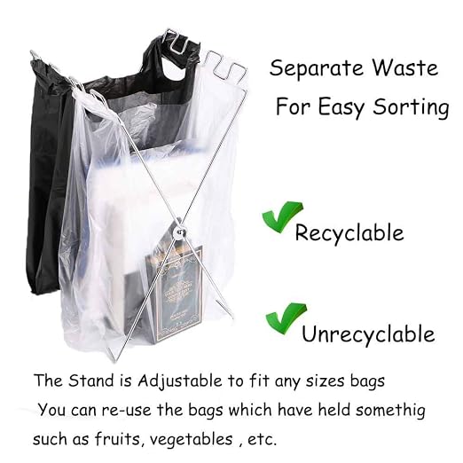 Camping Trash Bags Holder 1-13 Gallon Stand(Free Adjusted,Collapsible), Waste Sorting Bin, Grass Clippings Portable Fold Up Can, for Recycling Suitable in Bedroom, Kitchen, Garden, Laundry, Yard
