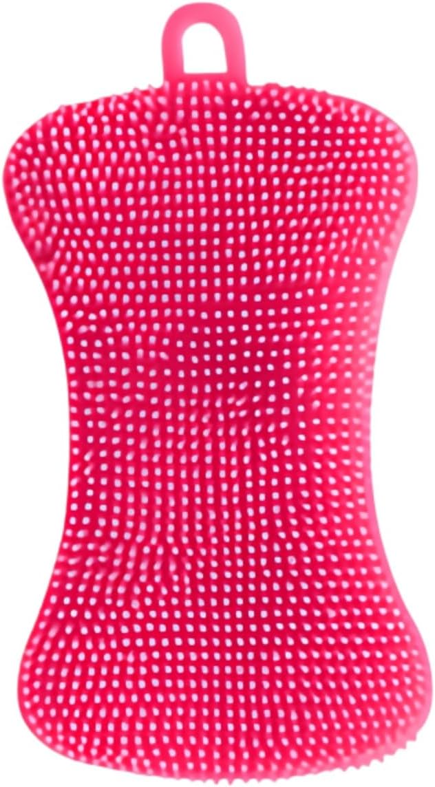 Silicone Dish Sponges for Kitchen – Double Sided Dish Scrubber, Non-Scratch & Fast-Drying Kitchen (Pink)