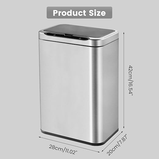 ELPHECO Stainless Steel Office Trash Can Silver, 5.5 Gallon | Motion Sensor Garbage Can Touchless Smart Trash Can Automatic Waste Bin for Kitchen, Office, Bathroom