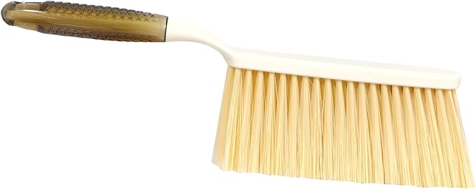 Dusting Brush, 13" Short Thick Firm Plastic Bristles Broom | Medium Handheld Dust Besom, Cleaning Heavier Litter, Workbench, Machine, Camping, Cloakroom, Gardening, Sofa