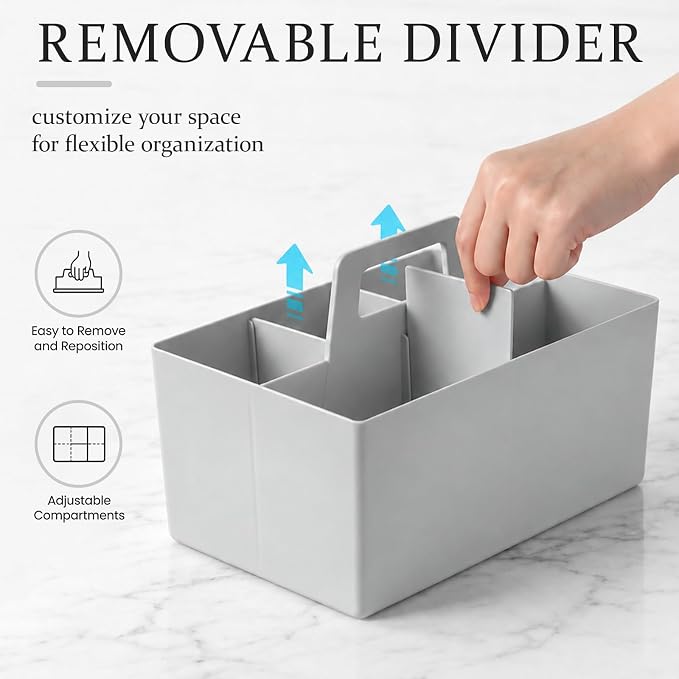 Anyoifax Portable Shower Caddy with Removable Compartment, Large Gray | Plastic Shower Basket Bathroom Caddy Organizer with Handle, College Dorm Storage, Baby Bath Essential, Cleaning Supply Caddy