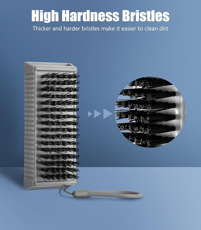 Larbois Nail Brush for Cleaning Fingernails, 2Pack Heavy Duty Nail Brushes Remove Dirt and Paint Fingernail Brush Deep Cleaning Mechanical Nail Scrub Brush Two-Sided with Hanging Rope, Grey