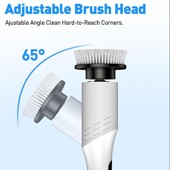 Electric Spin Scrubber for Bathroom Shower Scrubber with Long Handle | Dual Speed Cordless Power Cleaning Scrub, 9 Brush Heads, IPX7 Waterproof LCD Display Cleaner Tools for Tub Tile Grout Wall