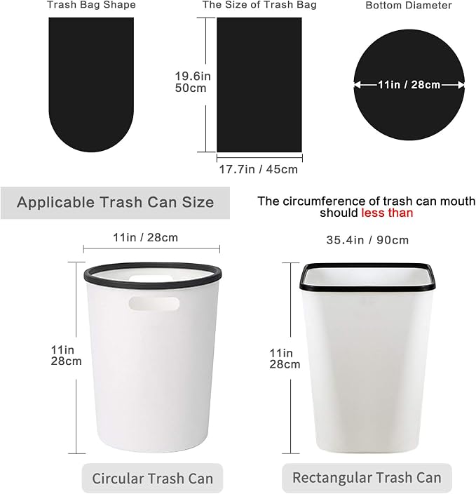 Trash Bags, Garbage Bags, 150 Count 4 Gallon [Extra Thick][Leak Proof] Rubbish Bags Wastebasket Bin Liners for Home Office Trash Can Black