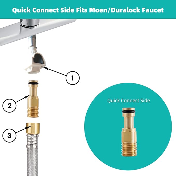 Universal Fit Kitchen Faucet Sprayer Attachment/Hose/Holder, Silver Chrome | Compatible with Moen/Delta Faucet Sprayer Replacement, Kitchen Sink Side Sprayer Head