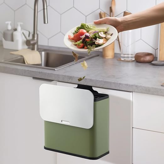 1.3 Gallon/5L Stainless Steel Step Trash Can, Soft Close Garbage Bin with Detachable Inner Bucket,Fingerprint Resistant,Dual-Use Waste & Recycling Container for Home Kitchen, Bathroom and Office