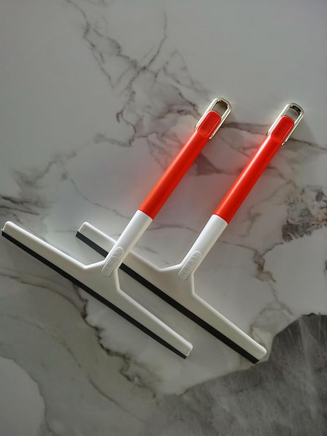 2Pcs 9.8 Inch Silicone Squeegee for Shower Glass Doors,Tiles,Countertops | Streak Free Glass Wiper for Bathroom Mirror, Windows, Tiles, Kitchen Countertops, Multipurpose Cleaning Squeegee Tool
