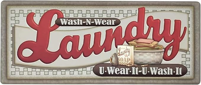 Abreeze Farmhouse Laundry Runner Rug Vintage Rug for Laundry Room Rubber Backer Mat Floor Runner Carpet Kitchen Mats 20''x48'',Red Letter