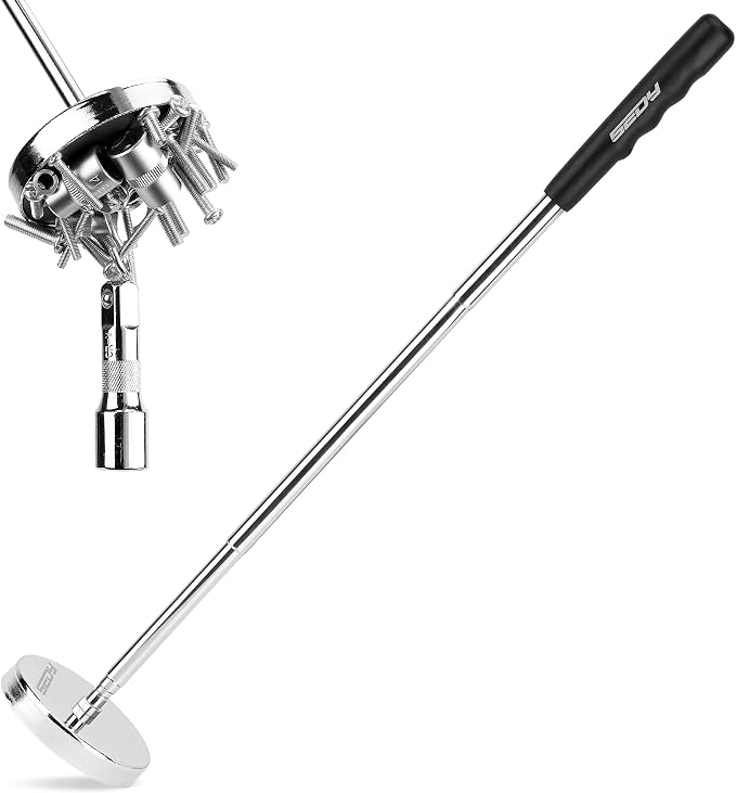 Telescoping Magnetic Sweeper Pickup Tool: Strong Magnet Pick up Nails Screws and Metal Parts Nut Bolts Steel Iron Parts Finder 35LB Pull Capacity Retractable 9" to 34" Telescopic Stick