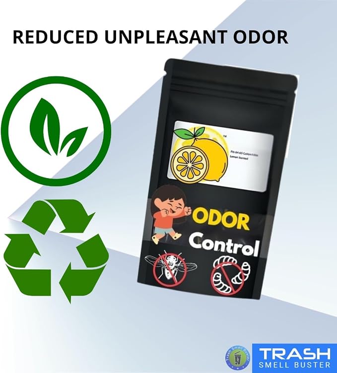 Trash Can Smell Eliminator Cover Odor Eliminating Bag Lemon Scented Durable Chemical Free 45 Gallon 3 Pack