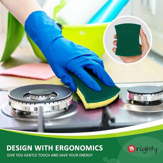 ORIGHTY Heavy Duty Scrub Sponges Kitchen Sponge, 24 Pack Cleaning Sponges | Powerful Scrubbing & Cleaning, Sponge for Washing Dishes, Kitchen Bathroom Cleaning, Absorbent & Rich Foam