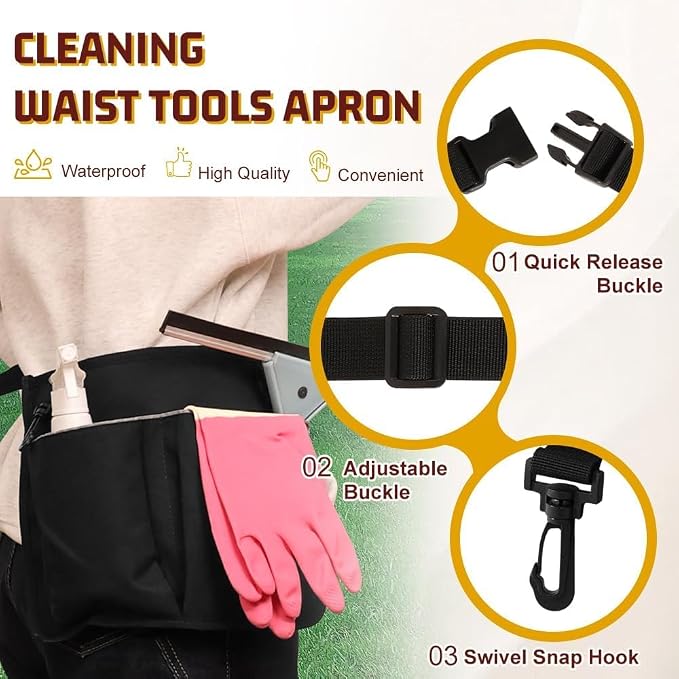 Large Rolling Cleaning Caddy with Cleaning Caddy Apron, Pink | Cleaning Caddy Bag with Detachable Trolley, Handles and Shoulder Strap, Cleaning Supplies Organizer for Cleaners Housekeepers