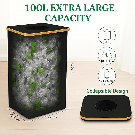 100L Large-Capacity Recycling Bin with Removable Bag | Ideal for Sorting and Storing Bottles and Glass Waste. Sturdy, Durable, and Perfect for Efficient Recycling Management.