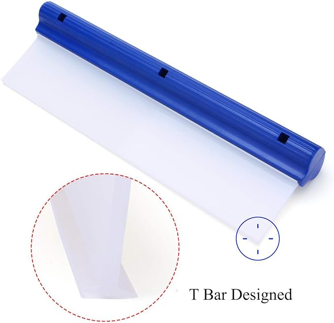 Car Squeegee,12" Flexible T-Bar Water Blade, Silicone, Blue Handle | Water Wiper for Drying, Squeegee for Car, Home Glass, Shower Glass, Mirror, Door Car, Bathroom