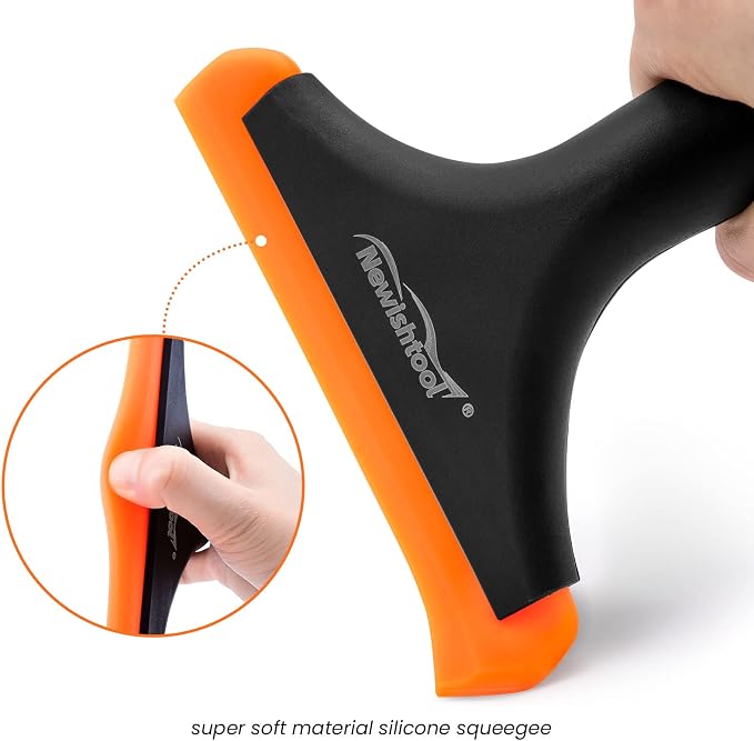 NEWISHTOOL All-Purpose Small Silicone Squeegee Window Tint Tool, 3 Pack | Small Squeegee for Shower Glass Door Mirror Car Windshield Kitchen Countertops Cleaning Water Removal Scraper w/ Hanging Hole