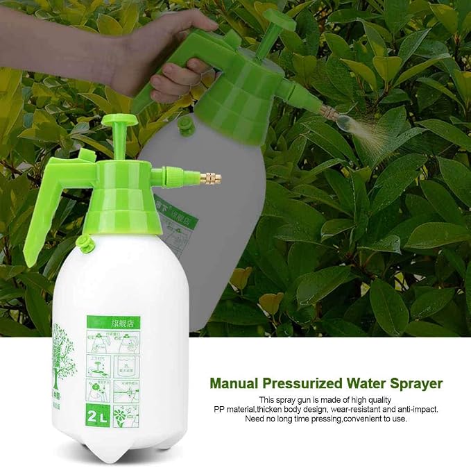 Garden Pump Sprayer, 2L Plant Spray Bottle Handheld Pump Sprayer Pressurized Spray Bottle Large Capacity Sprinkler Tool for Spraying Watering