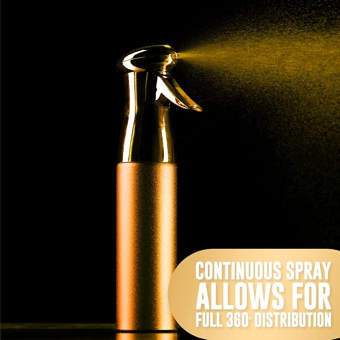 Colortrak Luminous Spray Bottle, 250ml/8.5oz, Gold | Full 360 Degree Distribution for Custom Saturation, Easy-Use Pump for Hair Misting, Quick View Window to Monitor Water Level