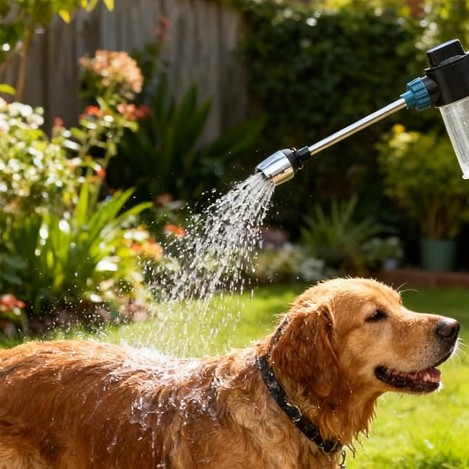 High Pressure Garden hose Nozzle, Hose Sprayer with Soap Dispenser | Soap Sprayer for Garden Hose, Adjustable Nozzle for Gardening, Solar Panel Cleaning, Pet Showering