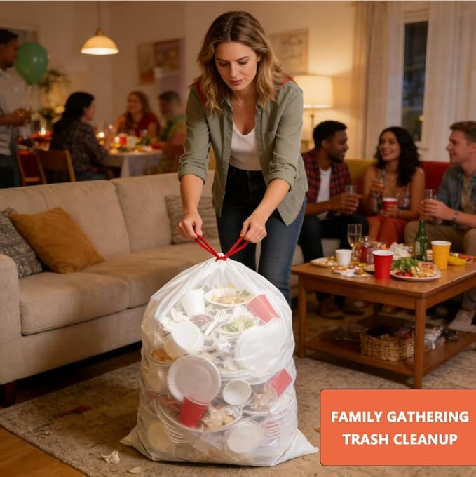 30 Gallon Trash Bags Drawstring Floral Scent 30 Gal Strong Garbage Bag 70ct | Large Drawstrings Trash Bags Heavy Duty, Break Resistant Closure, Resists Leaks, Punctures Tears Party Cleanup Donations