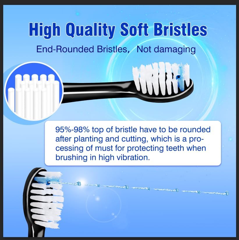 Replacement Heads for WaterPik Sonic Fusion 3Pack | Replacement Brush Heads for WaterPik Sonic Fusion 2.0 Flossing Toothbrush SF-01/SF-02/SF-03/SF-04 with Cover,Black